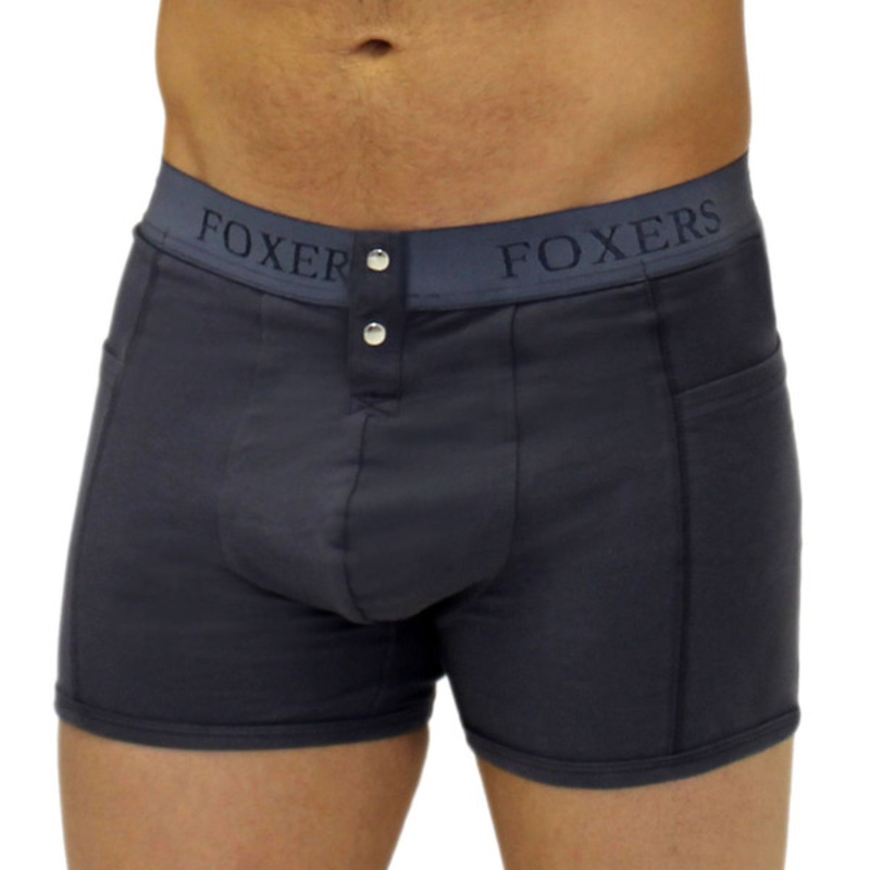 Grey men's boxer brief FOXERS logo elastic