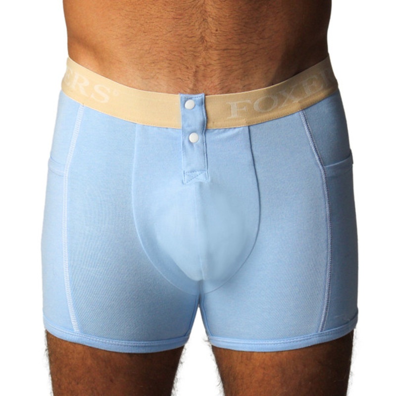 Men's Lt Blue Boxer Brief | Tan FOXERS Band