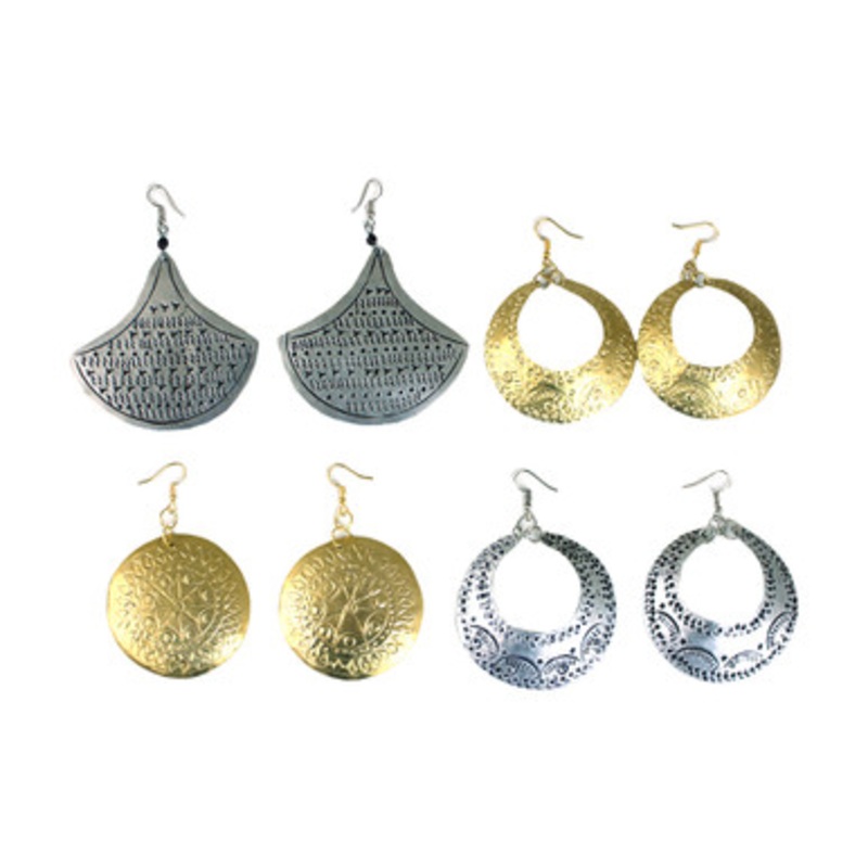 Set Of 4 ASSORTED Metallic Earring