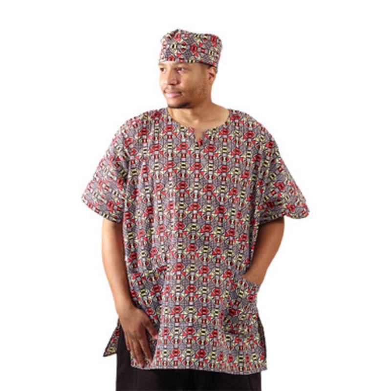 African Print Dashiki & Cap