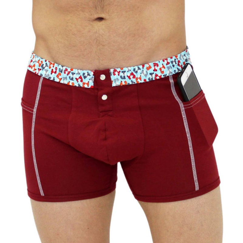 FOXERS Men's Cranberry Boxer Brief with Foxes Band