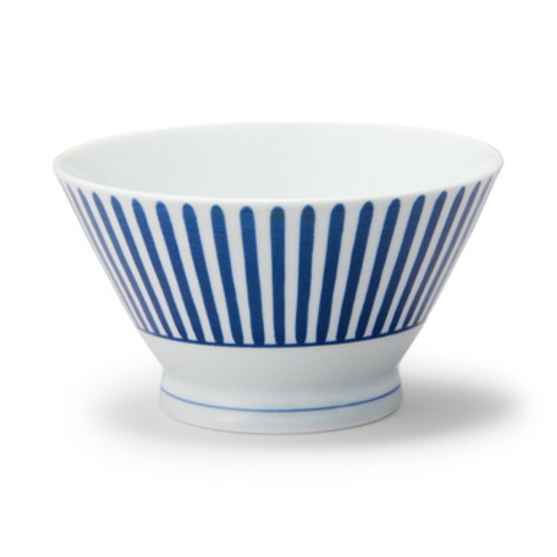 Hasami Ware Porcelain Rice Bowl Fan Stripe