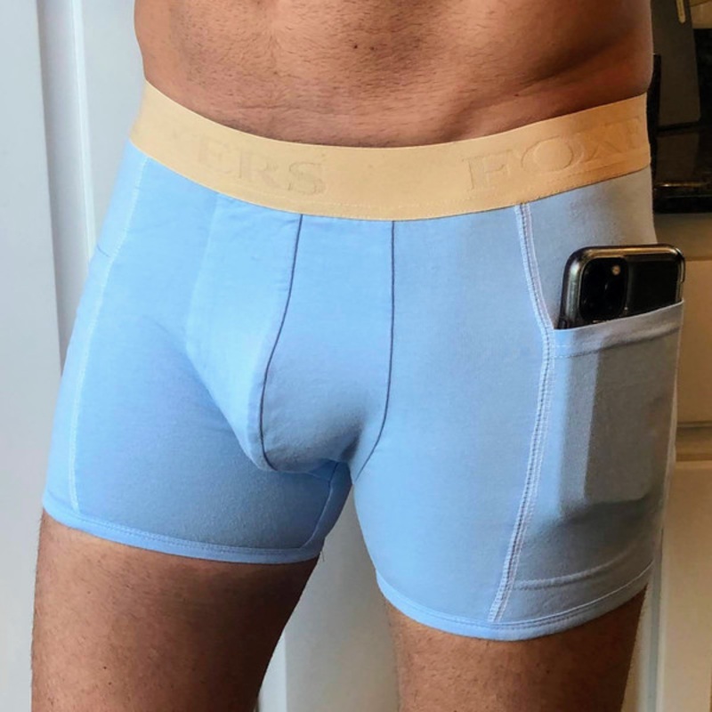 Men's Lt Blue Boxer Brief | Sand FOXERS Logo Band