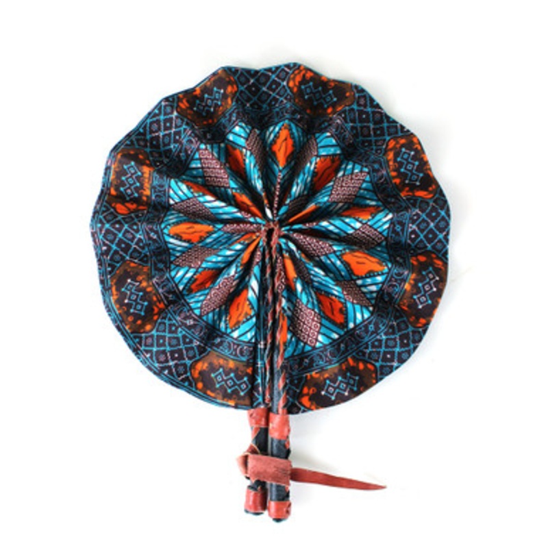 Turquoise Royalty Print Folding Fan