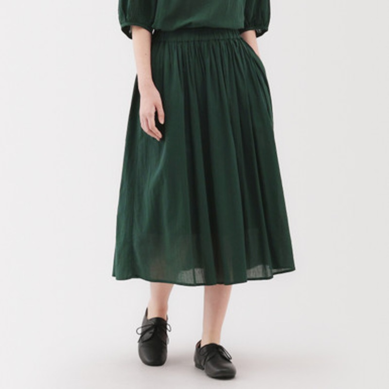 Women's Cotton Crepe Gathered Skirt