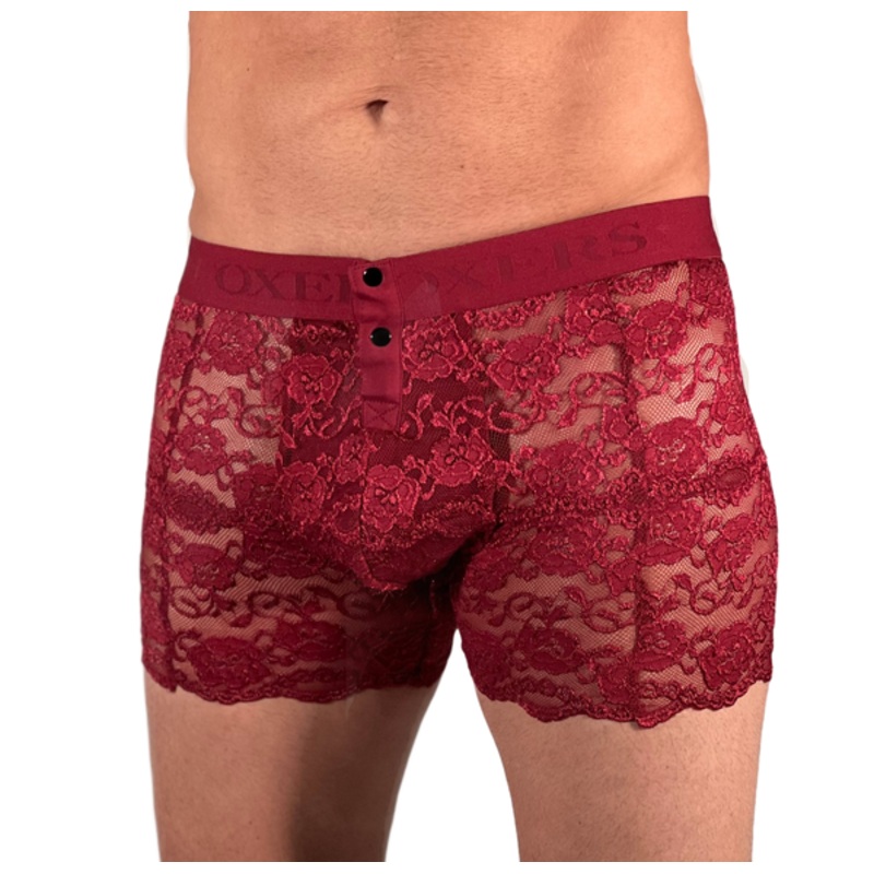 Foxers Men's Black Cherry lace boxer briefs