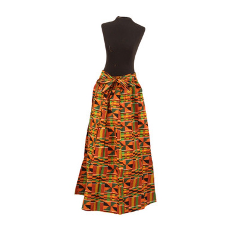 Kente Print Long Skirt w/ Scarf