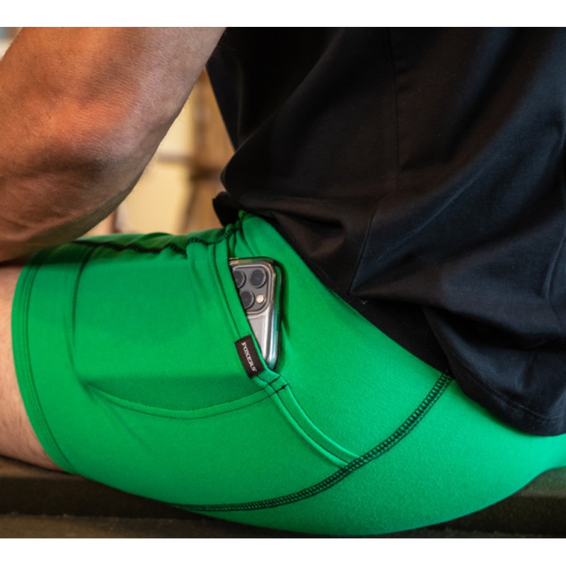 Men's Kelly Green boxer briefs black FOXERS logo 
