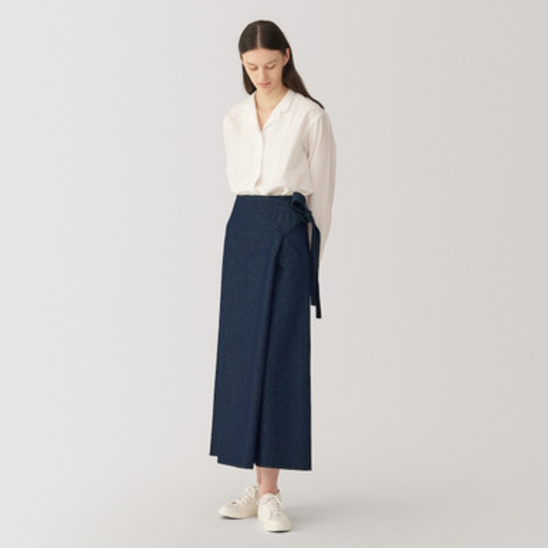Women's Washi Blend Denim Wrap Skirt