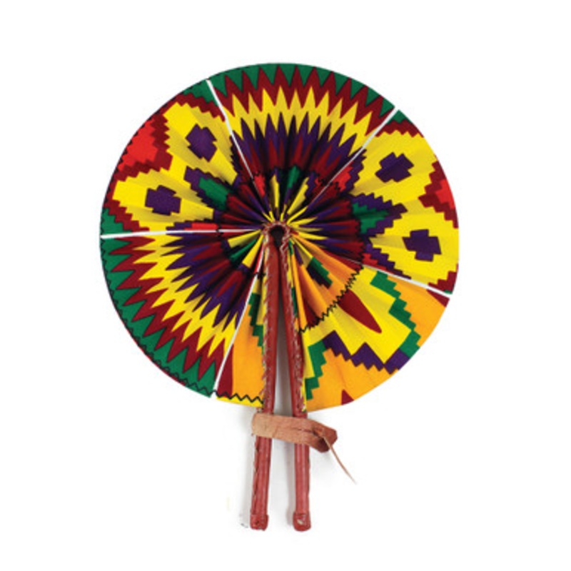 Yellow/Purple Kente Folding Fan
