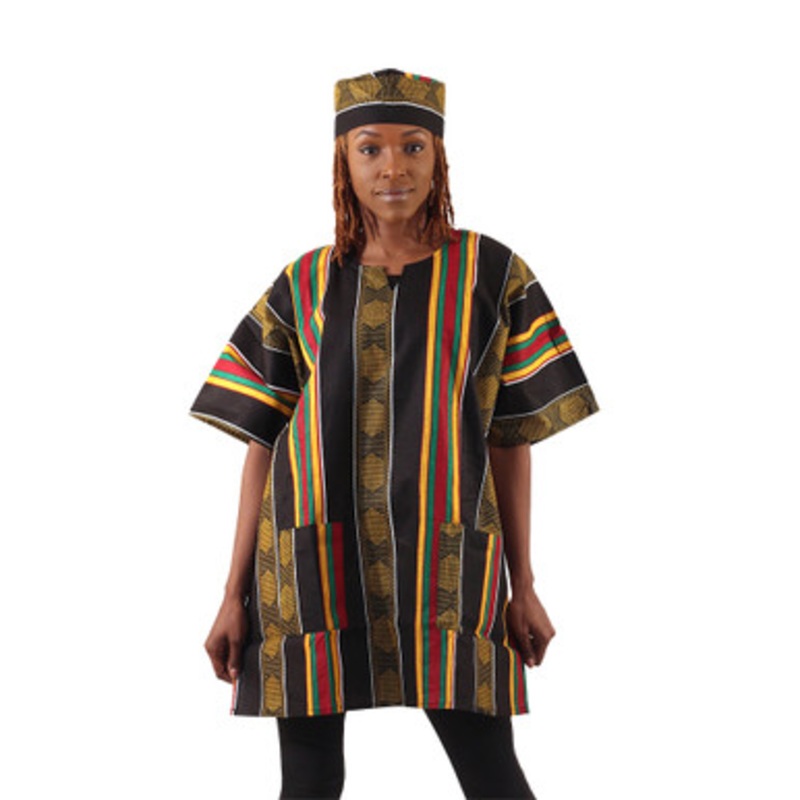 Kente #4 Dashiki & Cap - One Size