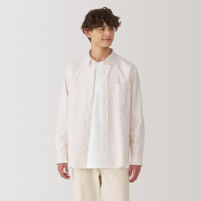 Men's Washed Oxford Button Down Long Sleeve Shirt
