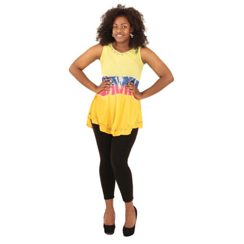 Tie Dye Butterfly-Cut Top: Yellow