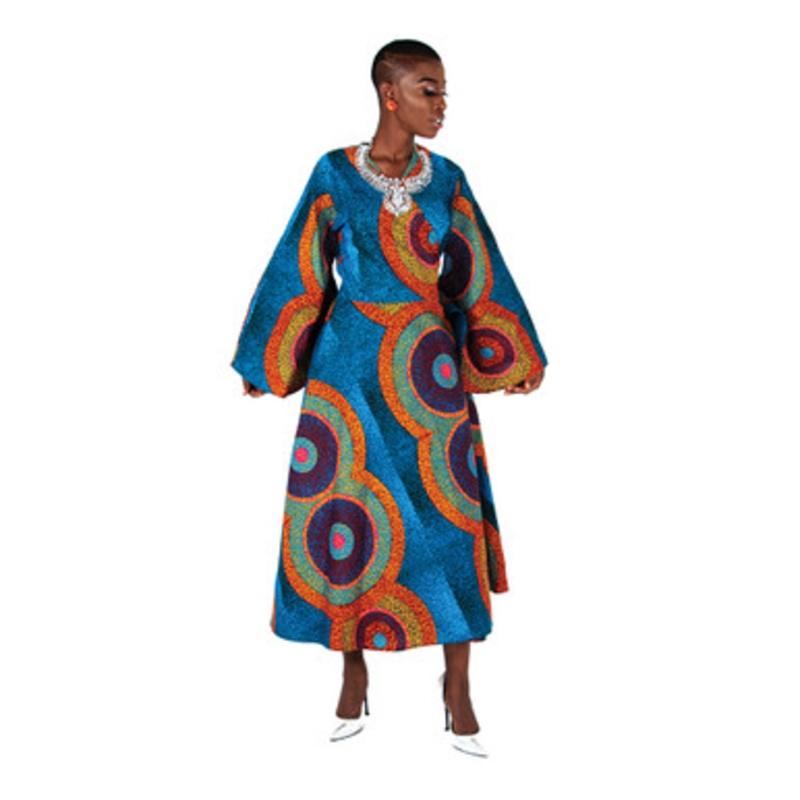 African Print Wrap Dress - A