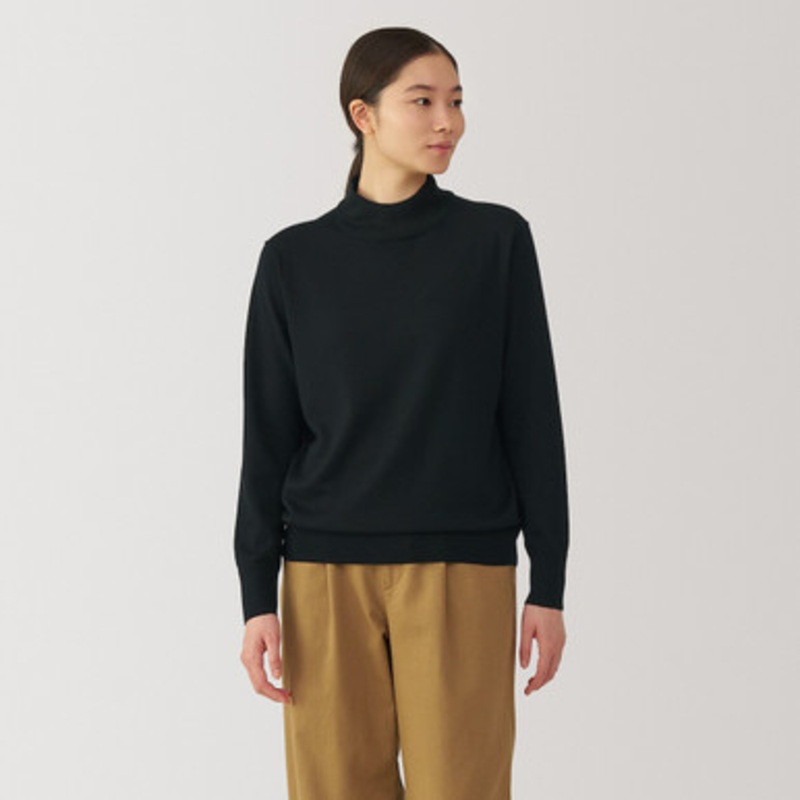 Women's Fine Knit Wool Mock Neck Jumper