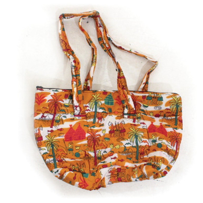 African Print Hand Bag - Africa Mustard