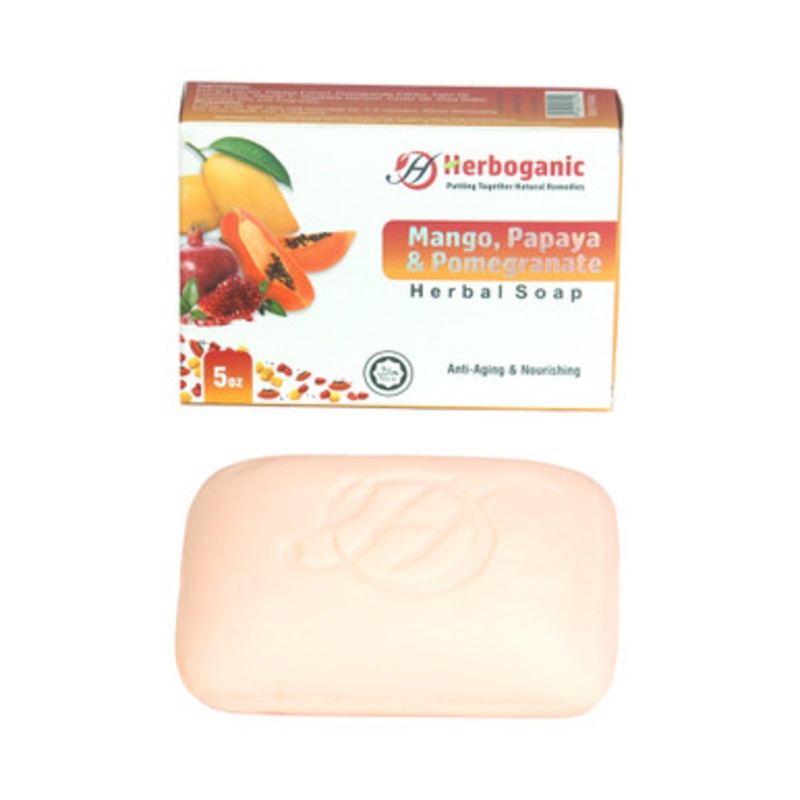 Herboganic:  Mango, Papaya & Pomegranate Herbal Soap, 5 oz