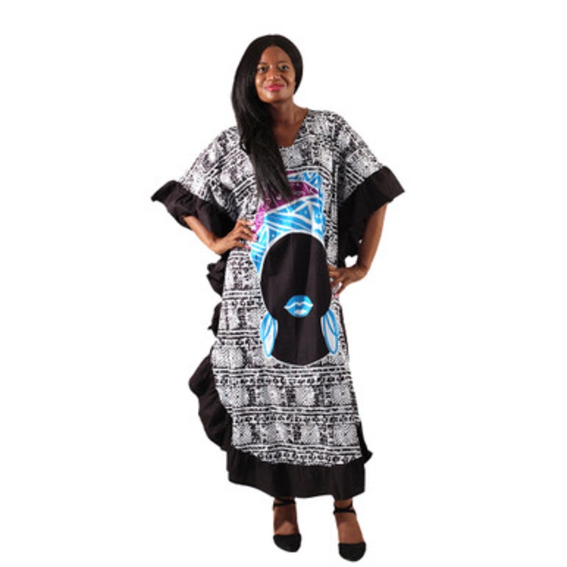 Mud Print Frill Kaftan w/Color