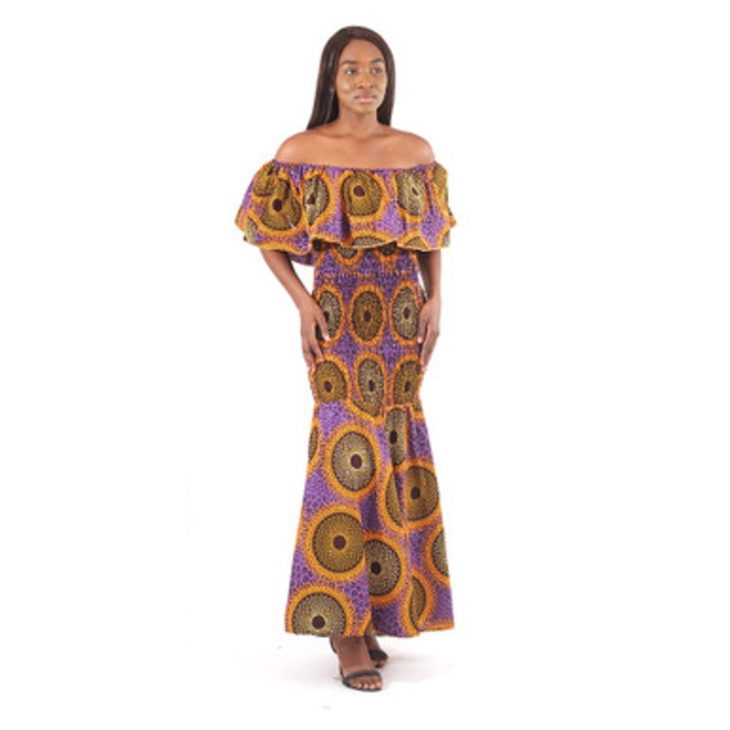 African-Made Circle Print Elastic Dress