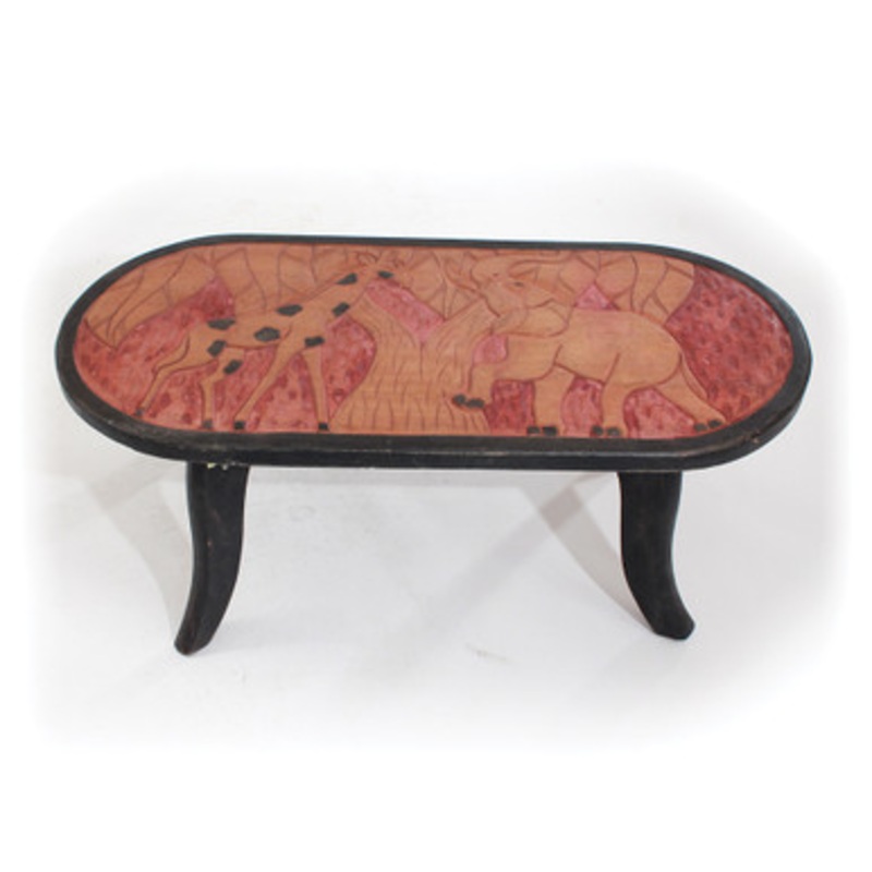 Carved Senegalese ElephantGiraffe Table