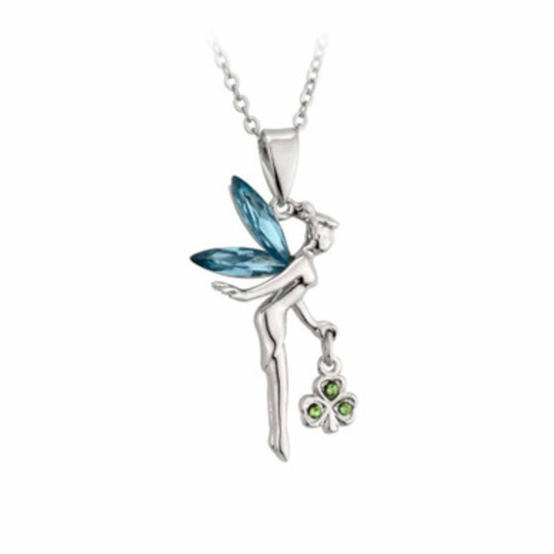 Rhodium Stone Set Angel Pendant