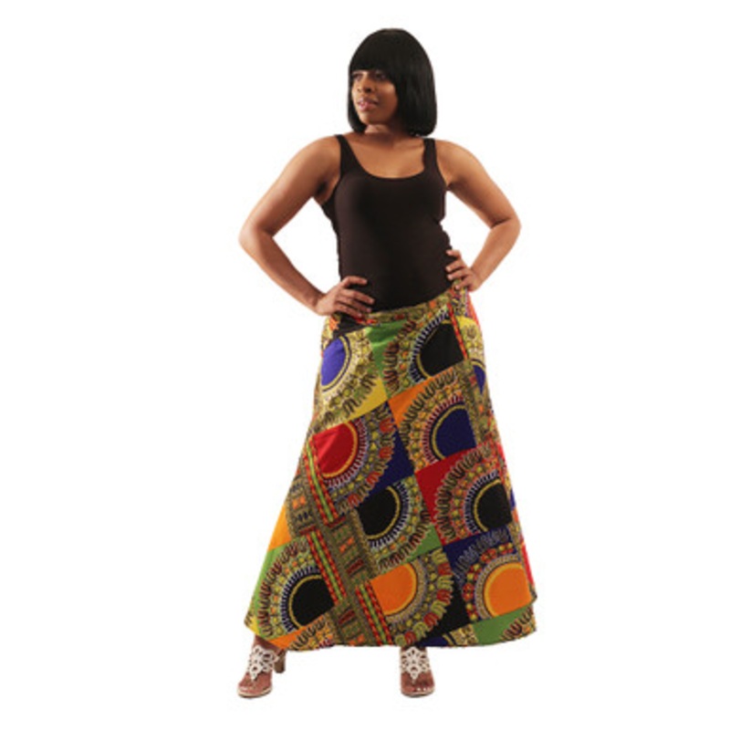Trad Patch Print Wrap Skirt