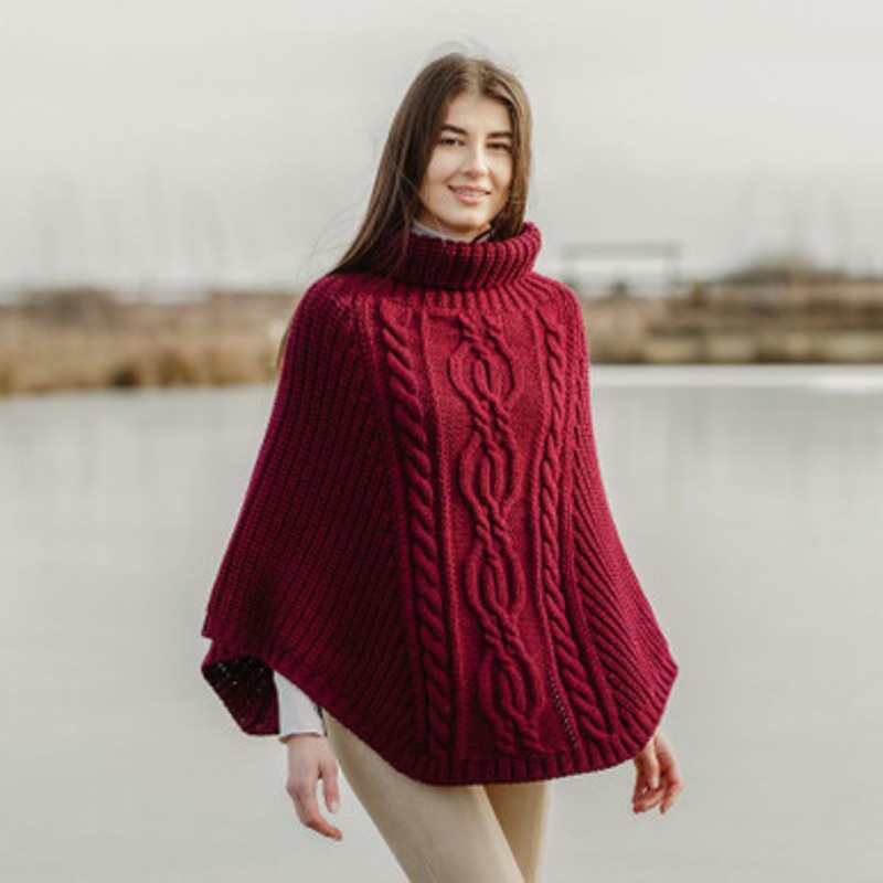 Cable Cowl Neck Poncho
