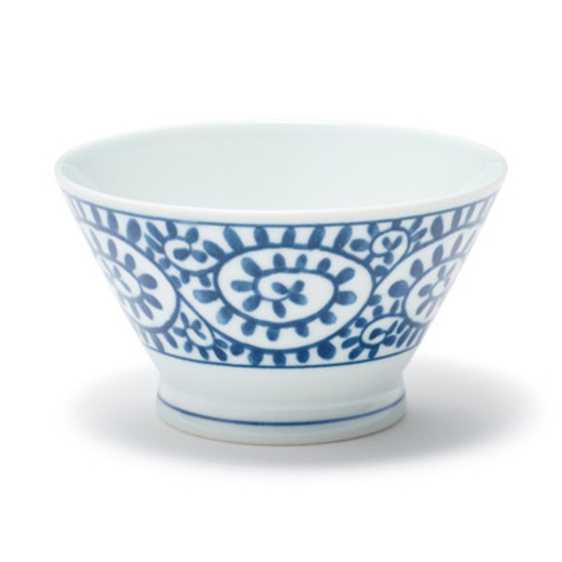 Hasami Ware Porcelain Rice Bowl  Arabesque Pattern