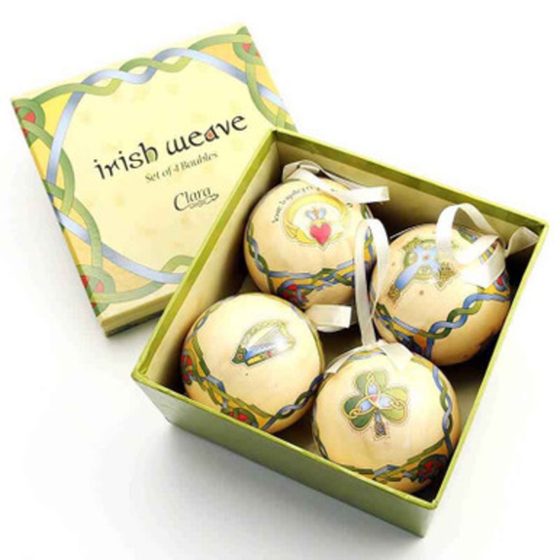 Hat Box of 4 Irish Weave Gloss Baubles