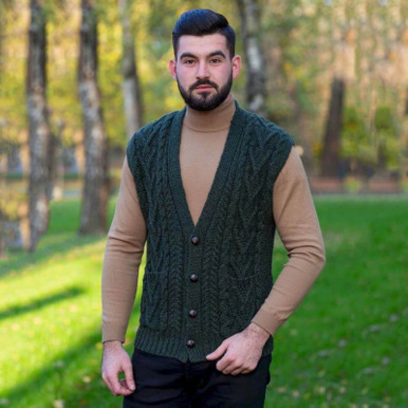 Men's Aran Cardigan Vest