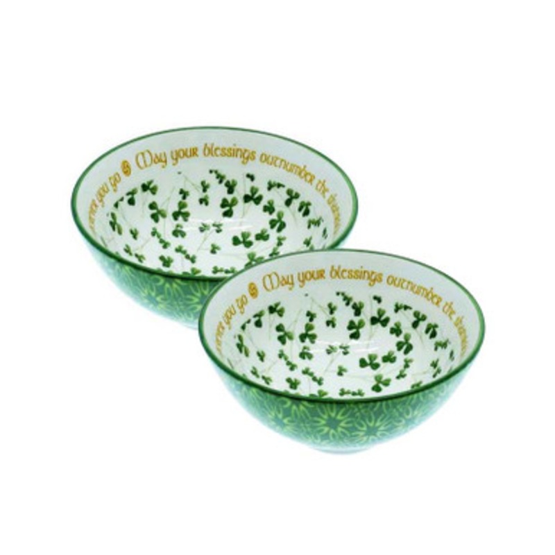 Shamrock Irish Blessing Bowl Set
