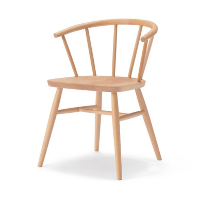 Solid Beech Rounded Leg Chair with Arms
