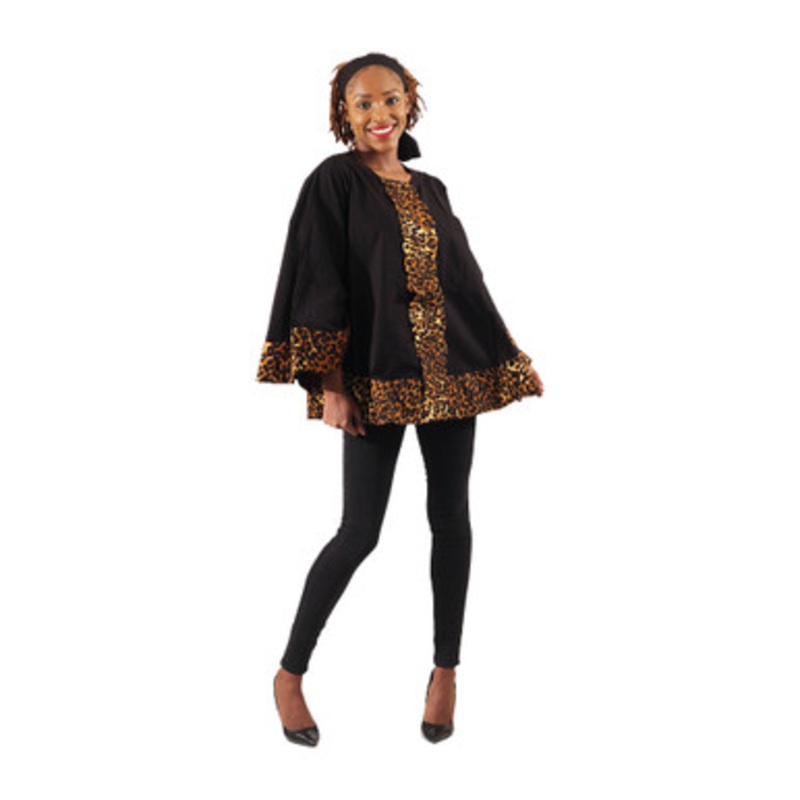 African Print Accent Poncho