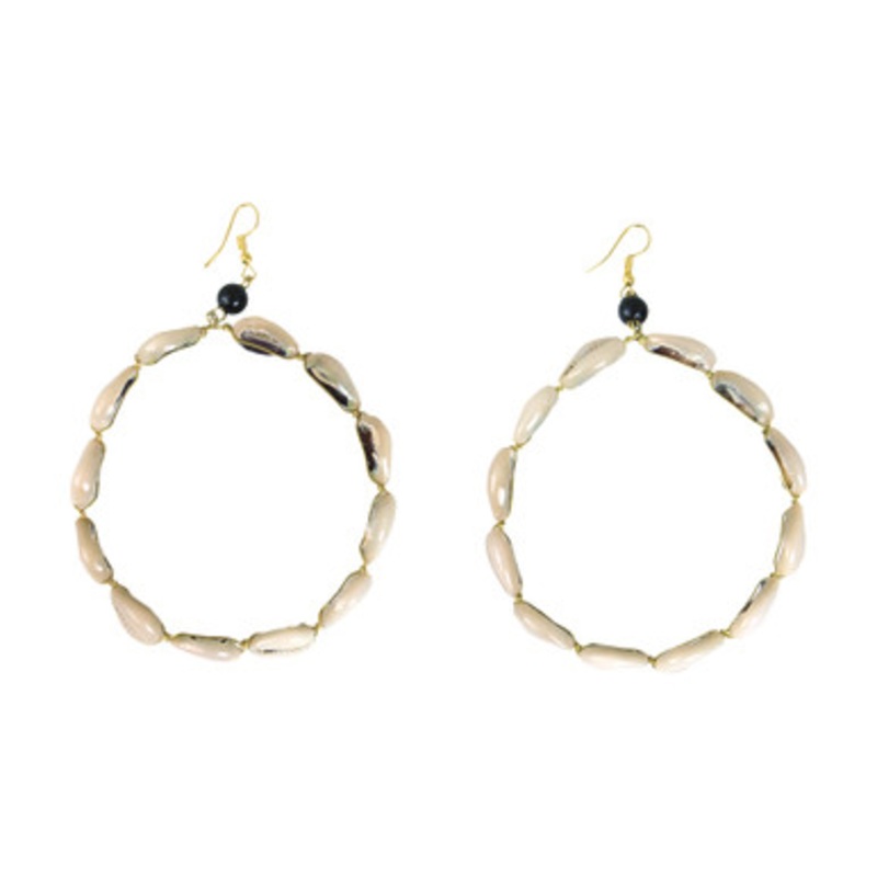 Cowrie Shell Large Hoop Earrings