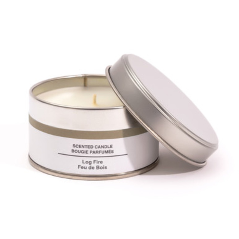 Log Fire Tin Candle