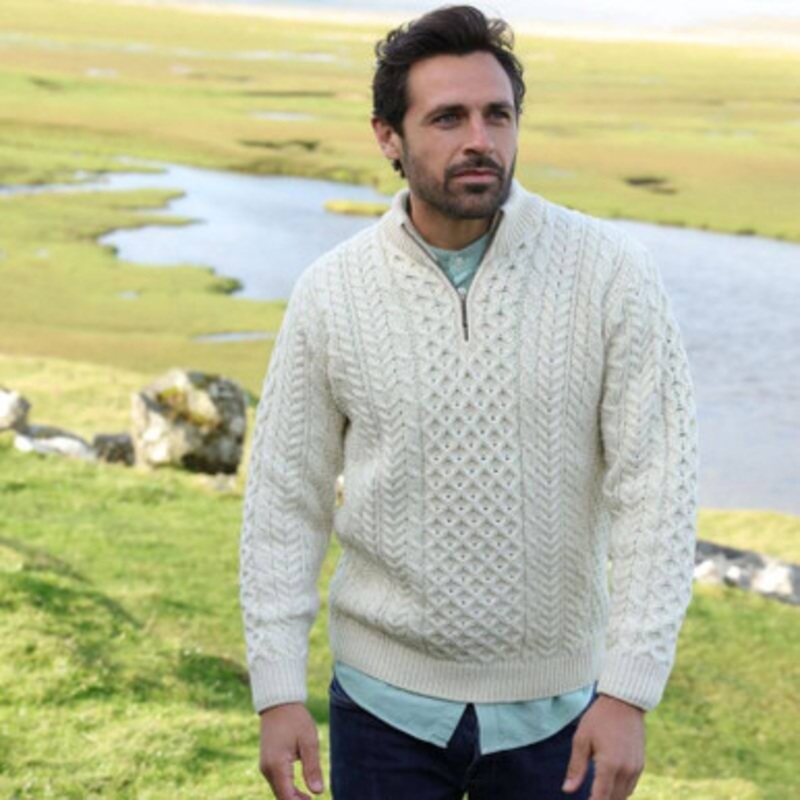 Men's Aran 1/2 Zipper Sweater
