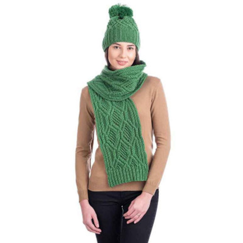 Authentic Irish Knit Wool Scarf for Ladies