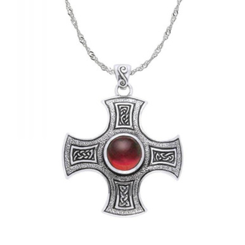 Cletic Cross of Harmony Garnet Pendant