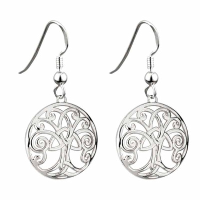 Rhodium Celtic Tree of Life Earrings
