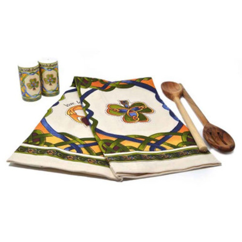 Two Pack Tea Towel Set Irish Blessing & Emblems of Ireland