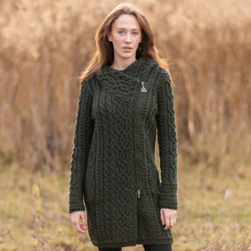 Women's Hooded Aran Zipper Coat