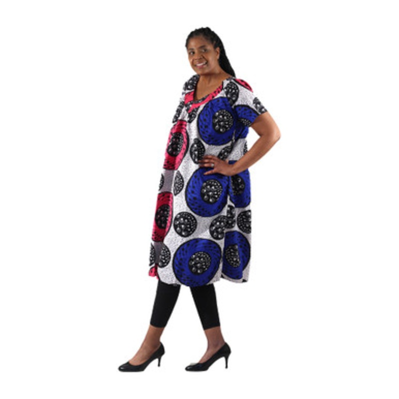 African Print Short Dress w/ Sleeves