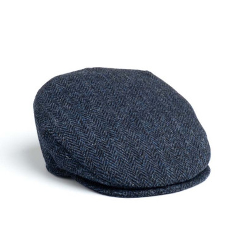 Blue Herringbone Harris Tweed Flat Cap