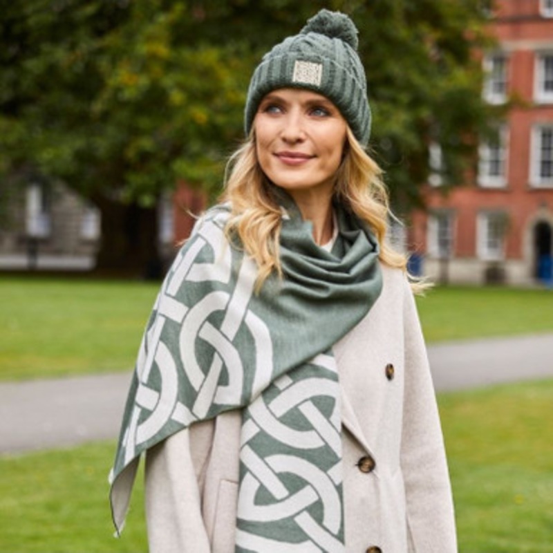 Celtic Knot Aran Knit Pom-Pom Hat
