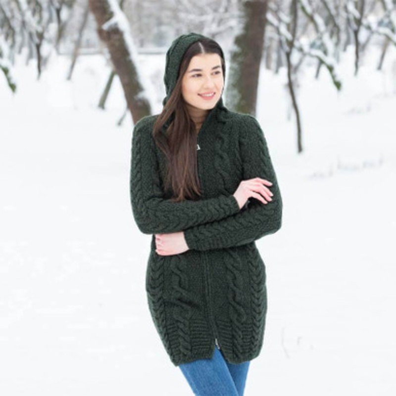 Chunky Irish Cable Irish Knit Hoody