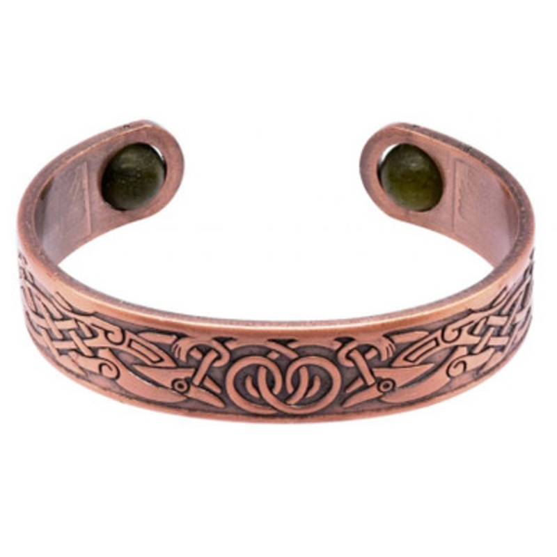 Copper Tone Bracelet With Connemara Marble Beads