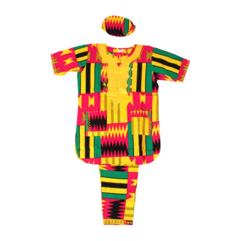 Embroidered Kente Pants Set