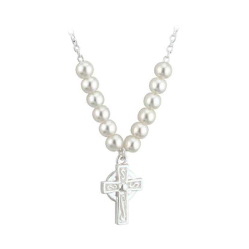 Holy Communion Pearl Cross Pendant