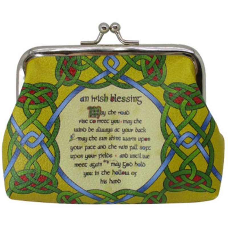 Irish Weave Clip Coin Purse with Blessing Design