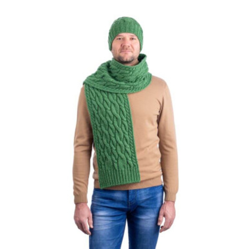 Irish Wool Cable Knit Scarf for Men